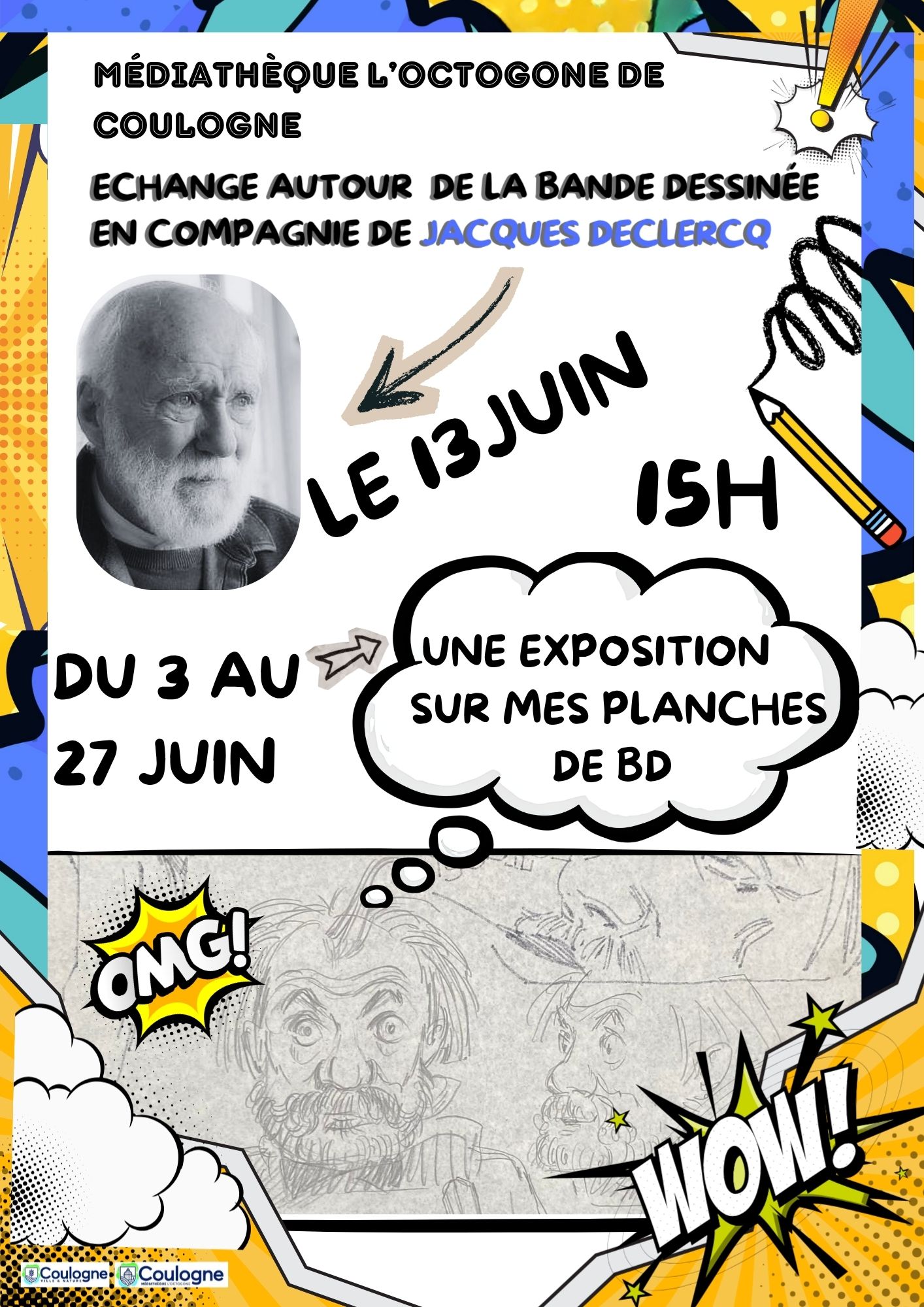 Affiche exposition et échange Jacques Declercq juin 2026